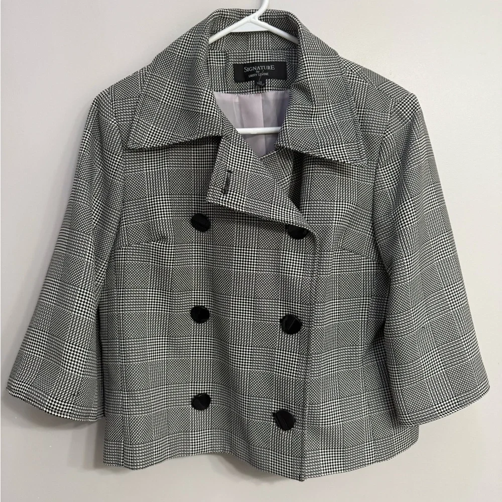Larry Levine Buffalo Plaid Double-Breasted Peacoat NWOT